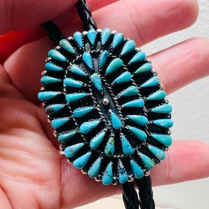 Southwestern Turquoise Bolo Tie/Gift for him Cabochon Cowboy Necklaces Accessories/Men Necklace