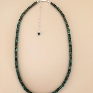 Natural Turquoise /Turquoise Beaded Necklace /Natural turquoise beads/ Sterling silver Natural turquoise necklace/Made in USA