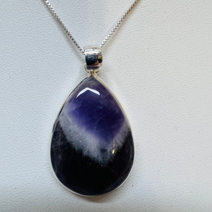 Large teardrop purple Amethyst pendant with Sterling silver chain 18”/Sterling Silver large Amethysts necklace pendant/Southwestern jewelry