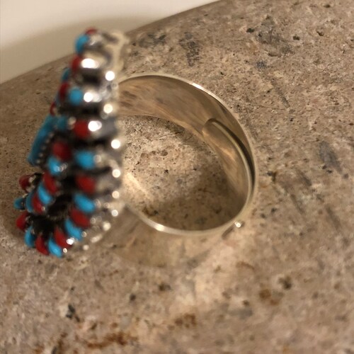 Turquoise ring/Ring/Blue and shops Red Clusters Ring/Sterling Silver petit Teardrop Jewelry/ Adjustable Band/Free Shipping in USA