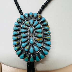 Southwestern Turquoise Bolo Tie/Gift for him Cabochon Cowboy Necktie Accessories/Men Necklace