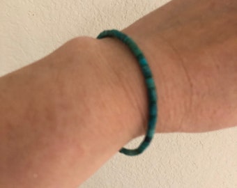 Genuine Turquoise bracelet/Natural turquoise heishi bracelet /Handmade In USA