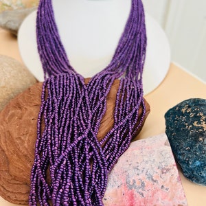 Purple necklace/ multi strand purple seeds beads necklaces/20 strands 30 inches beaded necklace/Purple seeds beads necklaces