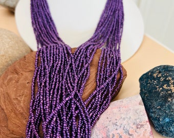 Purple necklace/ multi strand purple seeds beads necklaces/20 strands 30 inches beaded necklace/Purple seeds beads necklaces
