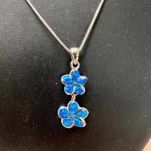 Sterling silver southwestern blue opal flower Pendant/Small opal flower pendant Necklace/