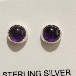 Purple earrings/ Purple stud earrings/5 mm round Amethyst post earrings/Natural purple earrings/ Gemstone stud earrings