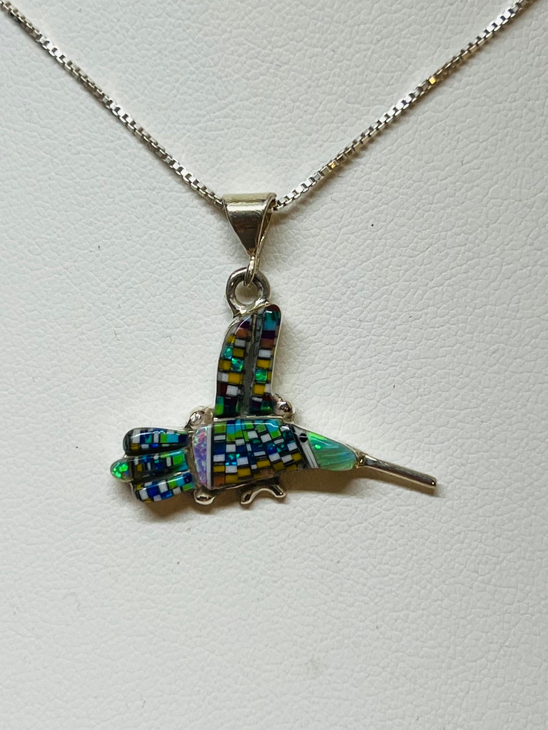 Hummingbird Inlay Work Hummingbird/hummingbird Inlay /multi Color Inlay Pendant Necklaces ...