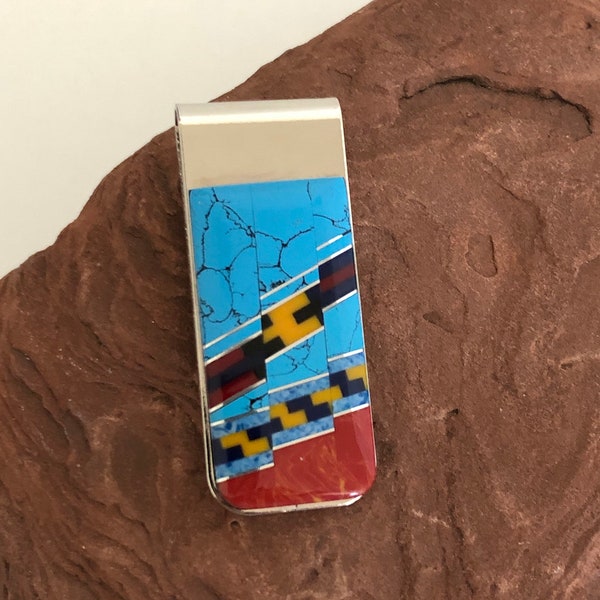 Money clips/Turquoise inlay Money Clip/Inlay/Gift/Southwestern Money Clips/Multi color money clips/Free shipping in USA