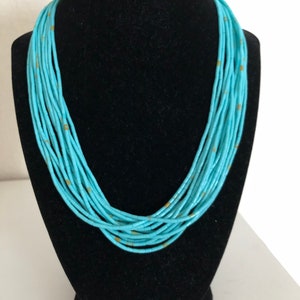 Turquoise necklace/ multi strand turquoise heishi necklace/15 strands 30 inches turquoise beaded necklace/