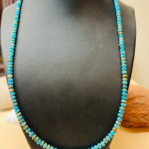 Genuine Turquoise necklace /Turquoise Beaded Necklace /Natural turquoise beads/ Sterling Silver Natural turquoise necklace/Made in USA
