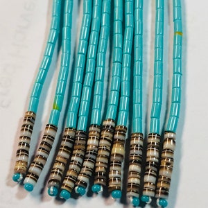 Turquoise Beaded earrings/Sterling Silver turquoise and Shell Heishi earring/Tassels turquoise beads earrings/Made in USA