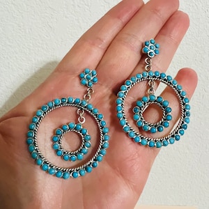 Turquoise inlay earrings/Turquoise’ cluster earrings/Sterling silver earrings/Cluster turquoise inlay earrings/Turquoise jewelry