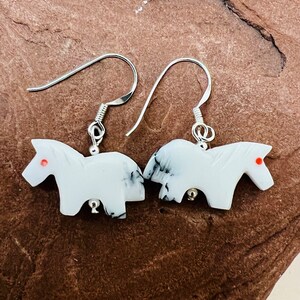 Running Horse earrings in Sterling silver,White Horse love earrings,Horse gift,Horse jewelry