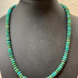 Genuine Turquoise necklace /Turquoise Beaded Necklace /Natural turquoise beads/ Sterling Silver Natural turquoise necklace/Made in USA