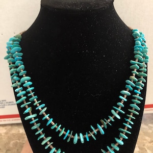 Turquoise necklace/Turquoise Nuggets and shell Necklace / 2 Strand Necklace 24” long and 3” extensions Handmade in USA