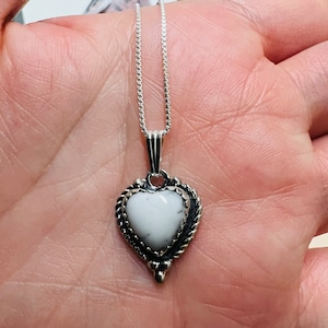 White Heart Pendant/Heart White  buffalo Pendant/Sterling Silver Heart Necklace Pendent/Pendent /Handmade /Jewellery/Made in USA