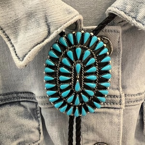 Southwestern Turquoise Bolo Tie/Gift for him Cabochon Cowboy Necktie Accessories/Men Necklace
