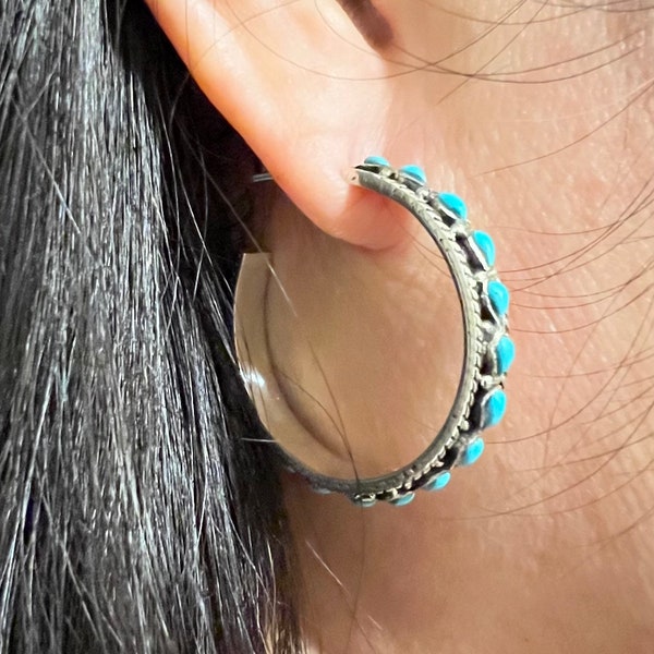 Sterling Silver Kingman Turquoise Handmade Earrings main image 1