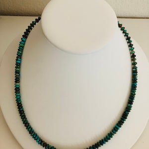 Genuine Turquoise necklace /Turquoise Beaded Necklace /Natural turquoise beads/ Sterling Silver Natural turquoise necklace/Made in USA
