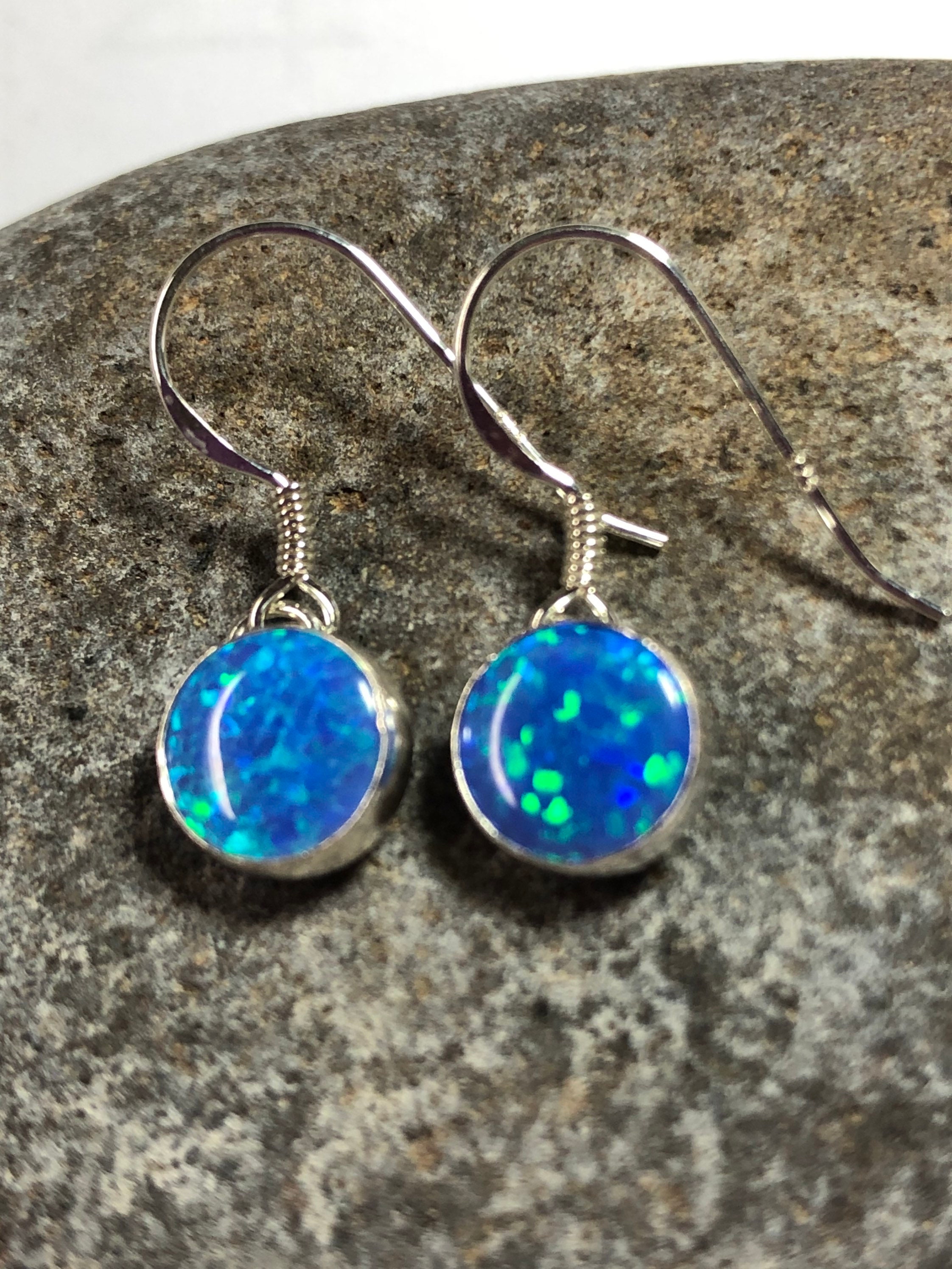 Dark Blue Opal Earrings/blue Stones Earring/dangle | Etsy