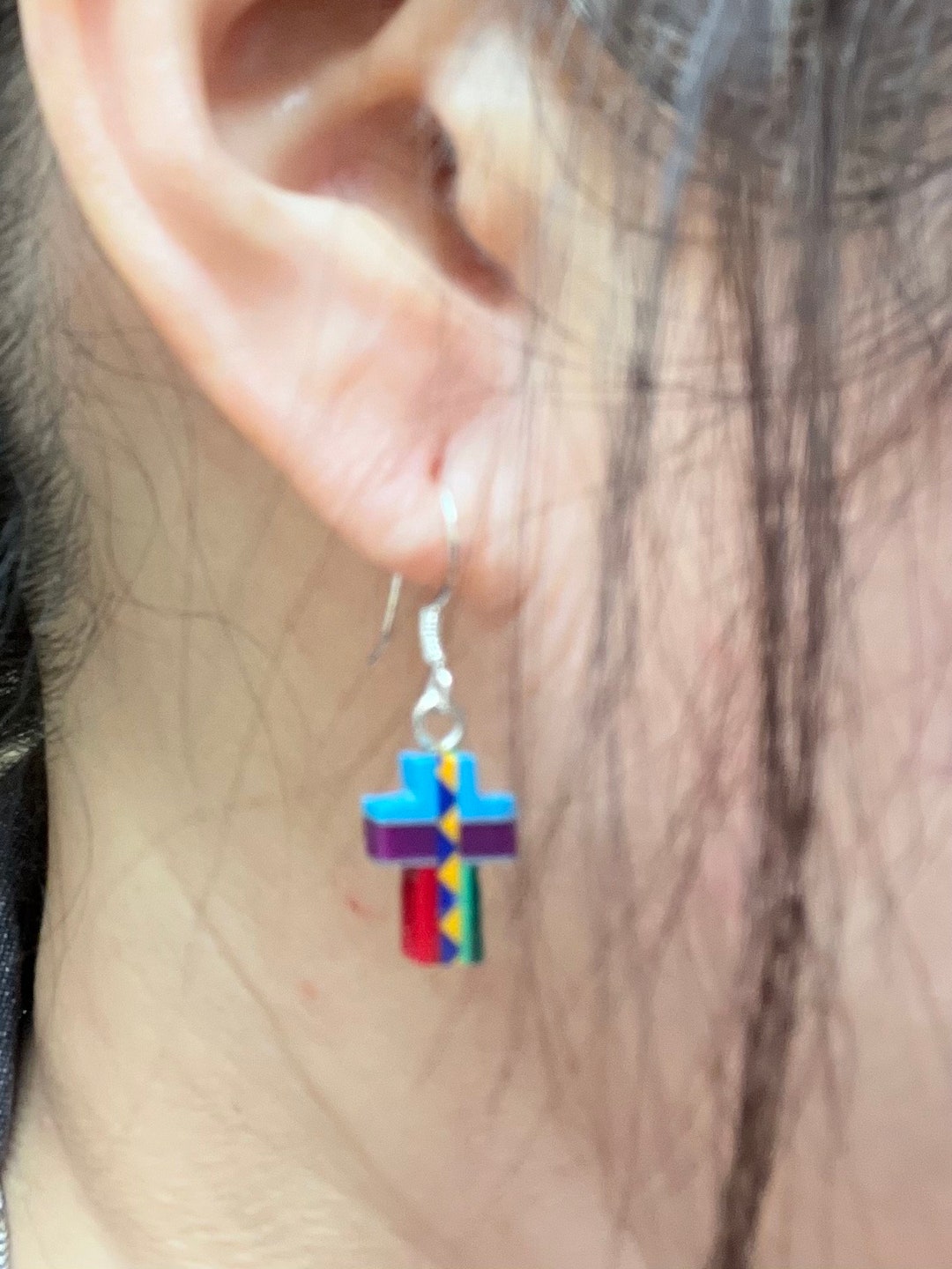 Colorful Cross Earrings/multi Color Cross Earrings/sterling Silver ...