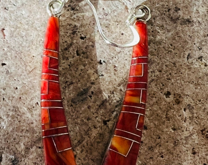 Red Earrings/red Spiny Oyster Inlay Earrings/spiny Oyster Jewelry ...