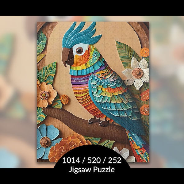 Cockatoo Bird Puzzle: Unique Gift Idea for Parrot Lover, Mindful Stress Relief Activity, Whimsical Bird Watching Present, 252/520/1014 piece