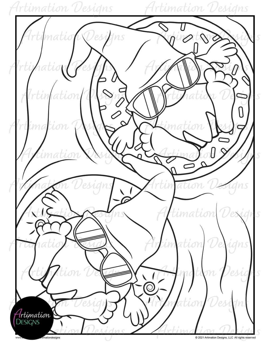 Summertime Gnomes Summer Coloring Pages for Kids Summer | Etsy