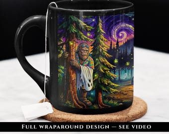 Summerween Camp Bigfoot Coffee Mug Sasquatch Campfire Ghost Hunter Gift for Halloween Lover Spooky Summer Cryptid Collector Gift for Camper