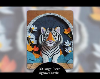 Bengal Tiger Cub Kids Puzzle: Unique Gift for Big Cat Lover, Fun Educational Toy, Stress Relief Learning Activity, 30-Piece