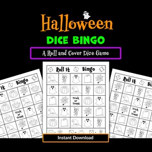 Bingo à dés imprimables Halloween | Rouler et couvrir l&#39;activité d&#39;automne pour les enfants I Jeu de fête pour la classe I Préscolaire, maternelle, centres de mathématiques