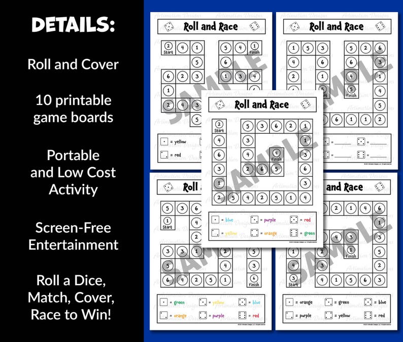 Printable Roll and Race Dice Game: Fun Color by Number Activity - Do a ...