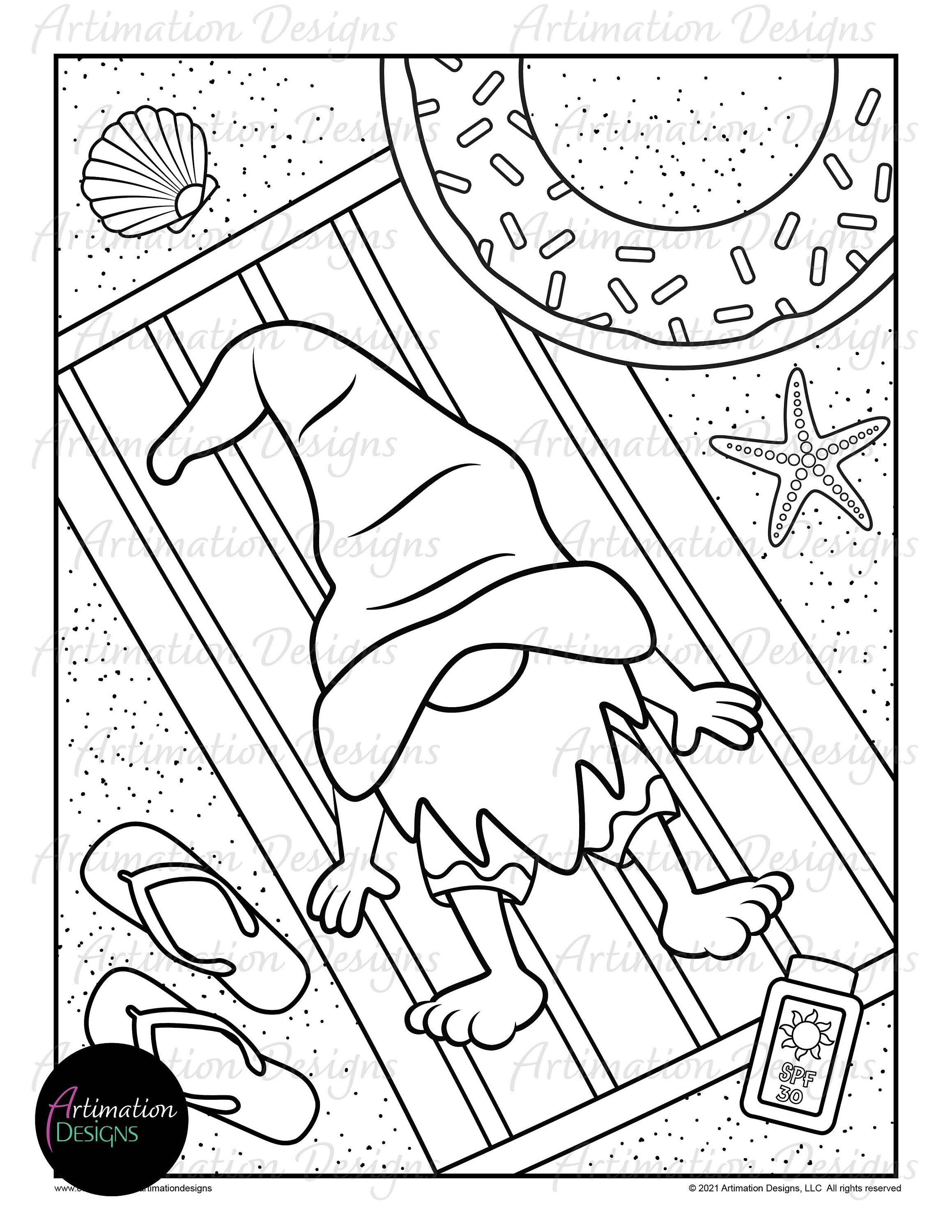 Printable Summer Gnomes Coloring Pages for Kids Coloring | Etsy Canada