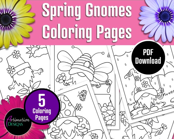 Printable Spring Gnomes Coloring Pages for Kids Coloring