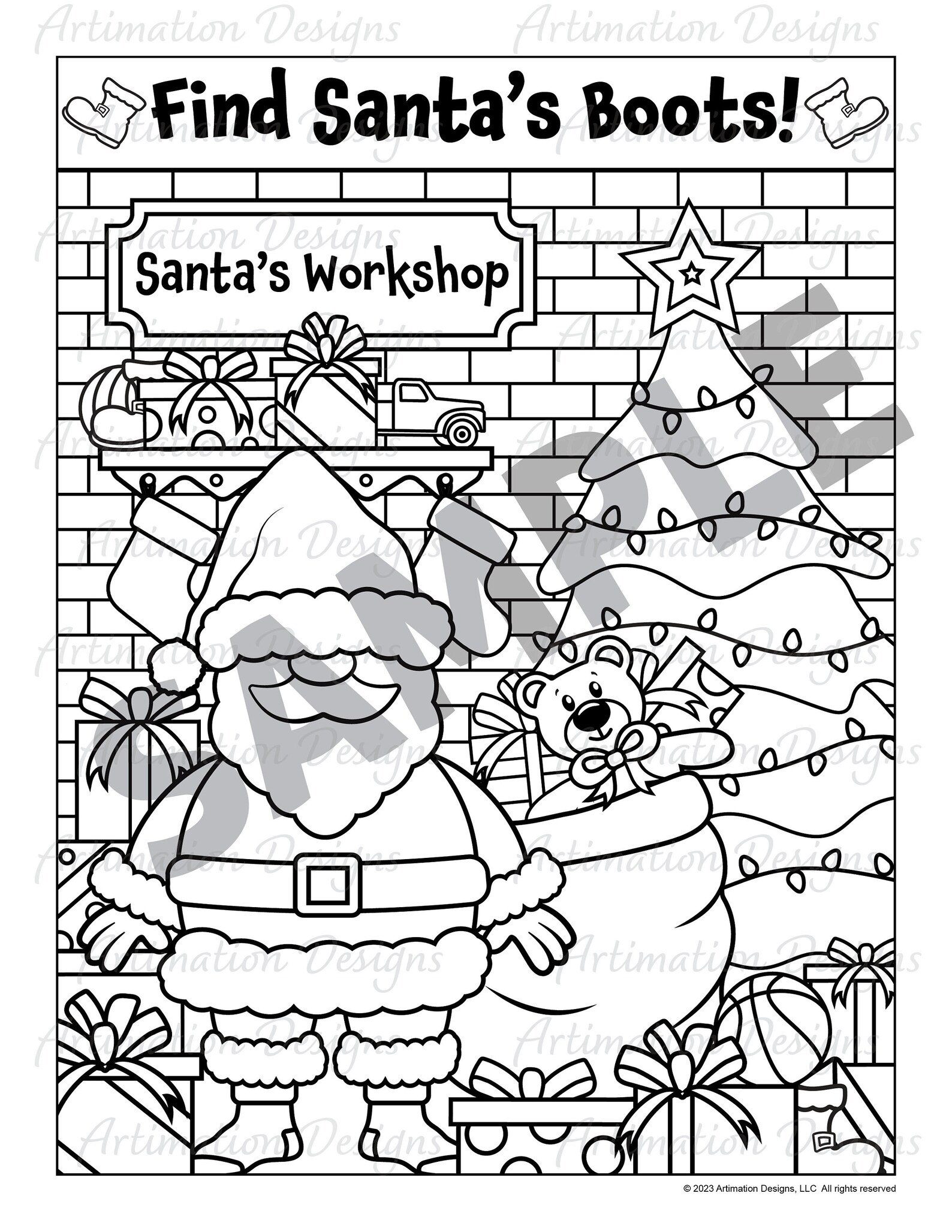 Printable Christmas Seek and Find Coloring Pages, Winter Kids Activity ...