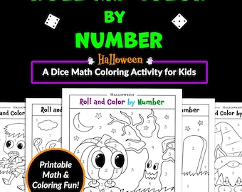 Halloween Roll and Color by Number Kids Color by Number Printable Fall Classroom Math Center Activity Trunk or Treat Non Candy Party Favor