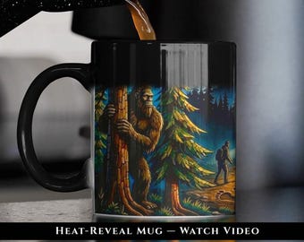 Bigfoot Search Team Color Changing Cup Camping Sasquatch Magic Coffee Mug Gift for Cryptid Collector Decor for Cabin Gift for Outdoor Lover
