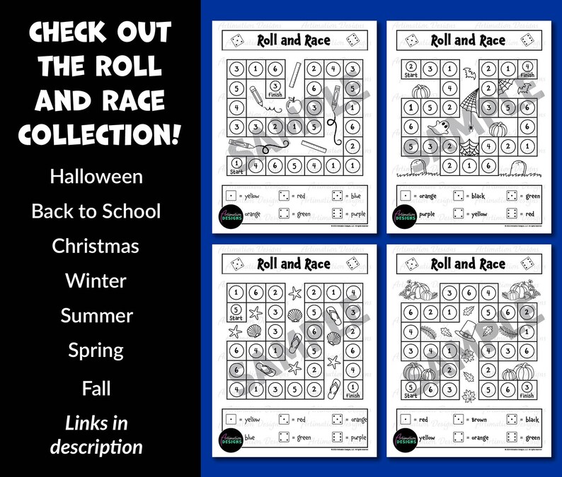 Printable Roll and Race Dice Game: Fun Color by Number Activity - Do a ...