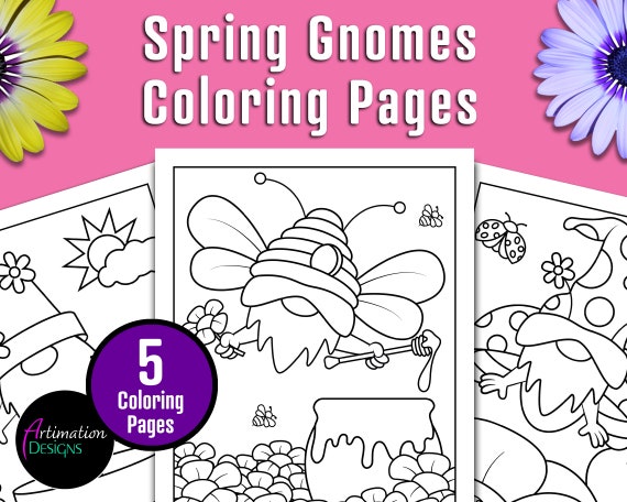 Printable Spring Gnomes Coloring Pages for Kids Coloring