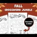 Printable Fall Crossword Puzzle: Autumn Word Scramble Activity for Kids ...