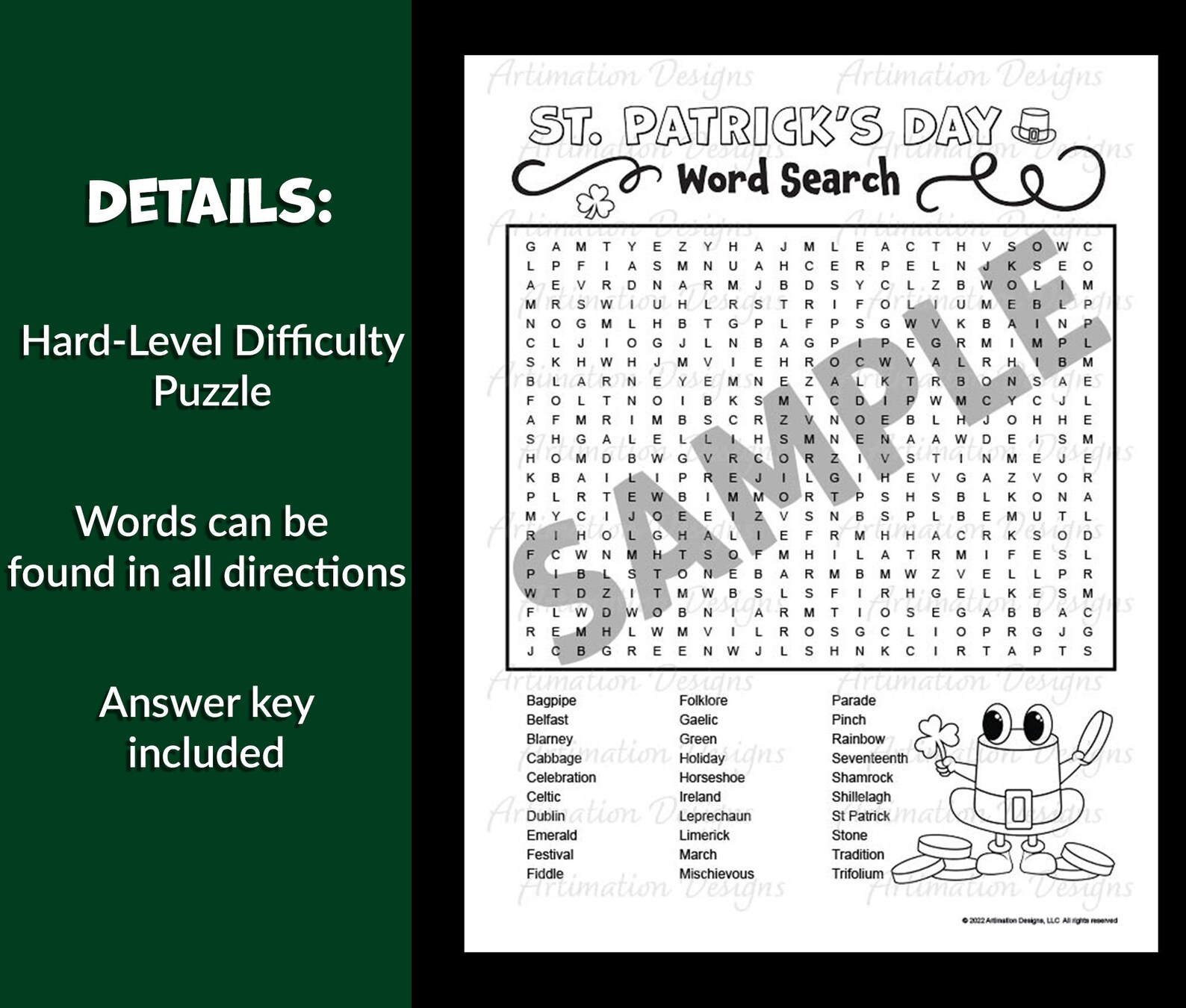 St Patricks Day Printable Games, Kids Color by Number, Roll and Race