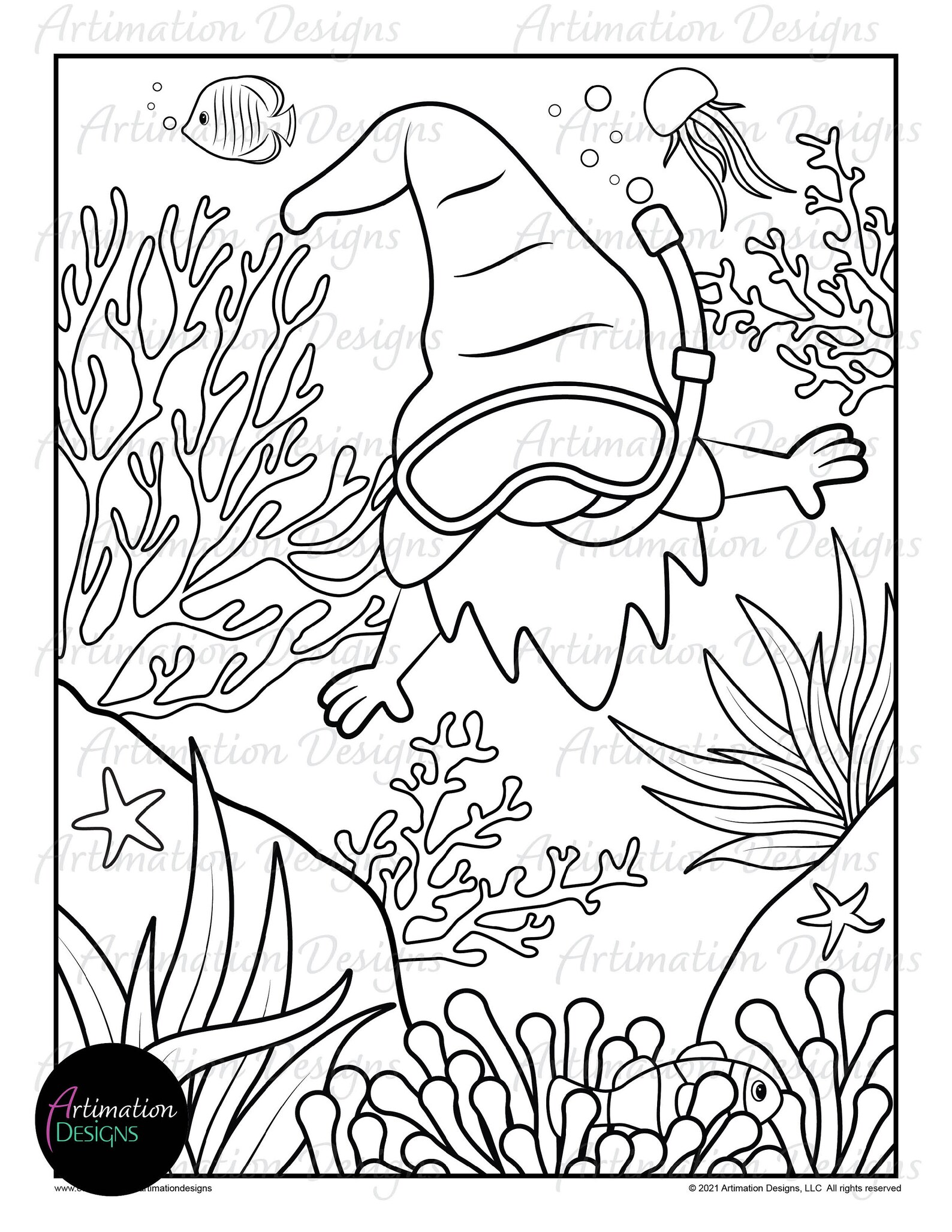 Summertime Gnomes Summer Coloring Pages for Kids Summer | Etsy