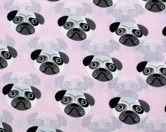 Pugs Red Polycotton Fabric Quilting patchwork bunting crafts fabrics
