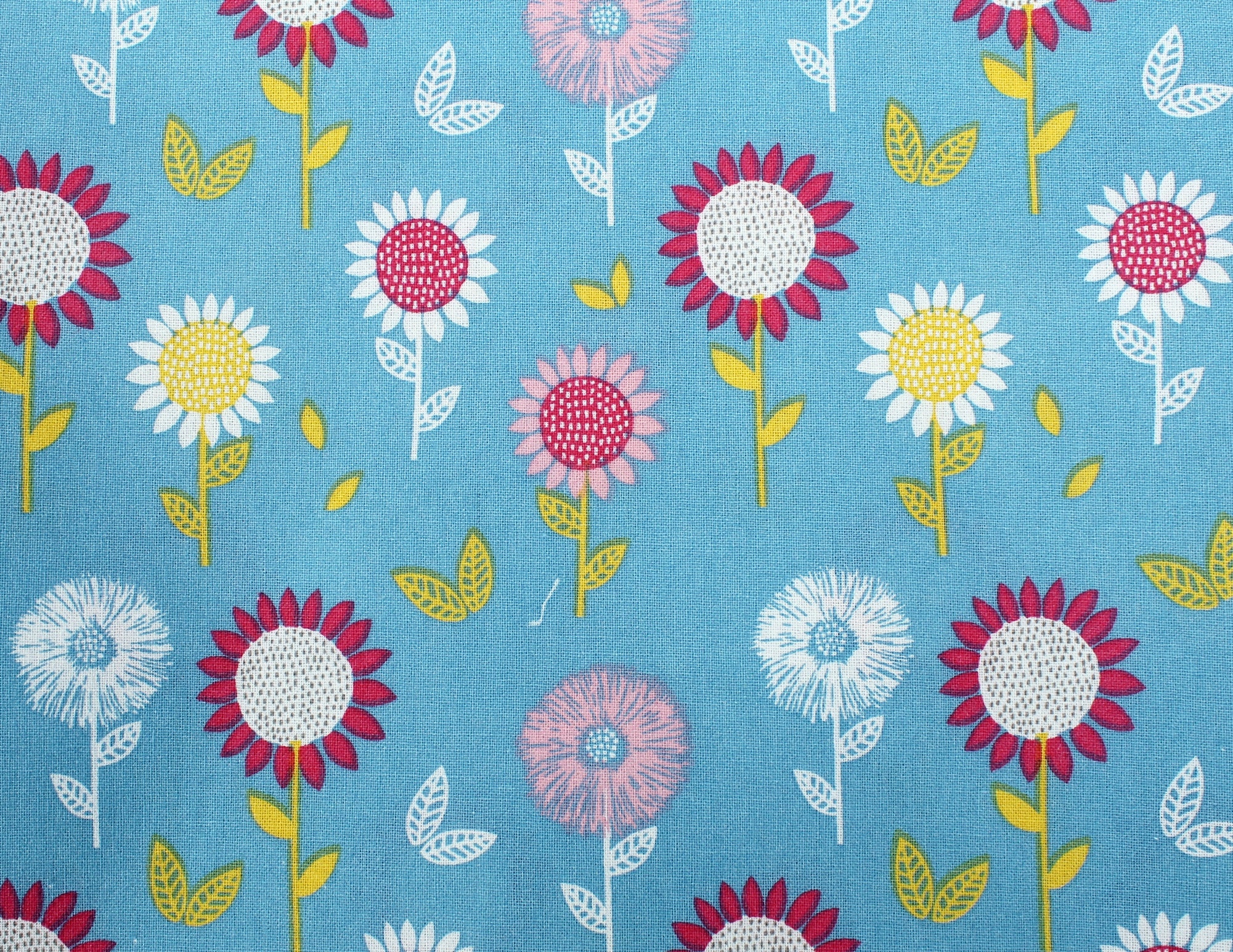 Cornflower Blue Floral Cotton Fabric Etsy