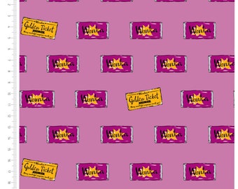 Charlie and the Chocolate Factory Wonka Bar Licensed Fabric, 100% Cotton Fabric, Quilting Fabric, Children's Fabric, Nursery Fabric,