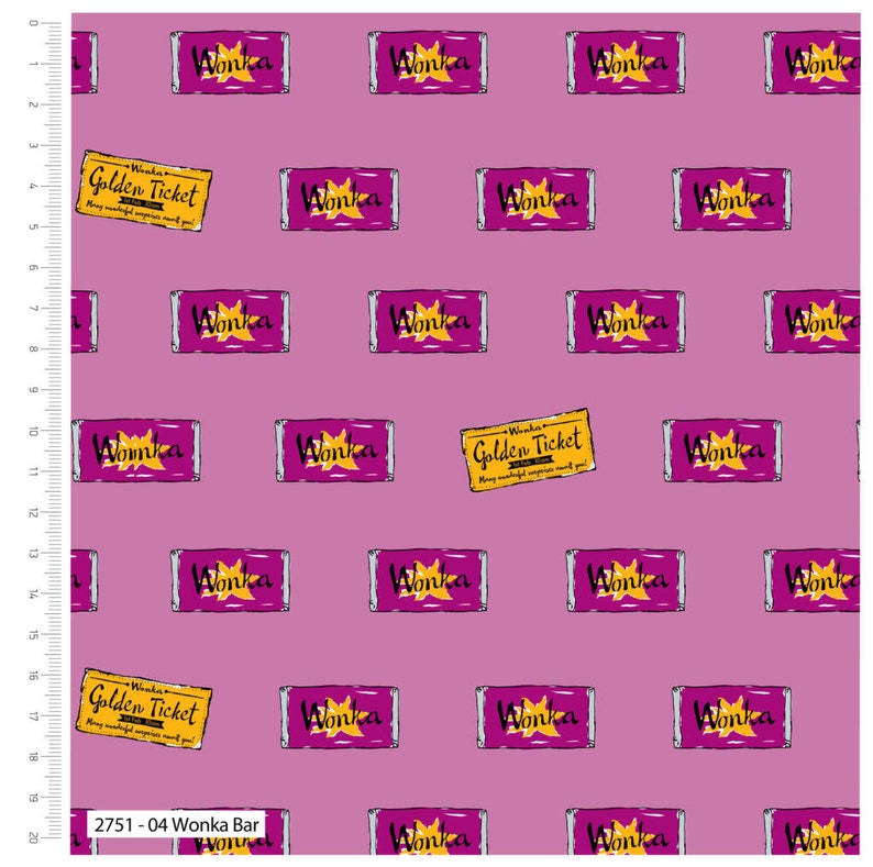 Charlie and the Chocolate Factory Wonka Bar Licensed Fabric, 100% Cotton Fabric, Quilting Fabric, Children's Fabric, Nursery Fabric, image 1