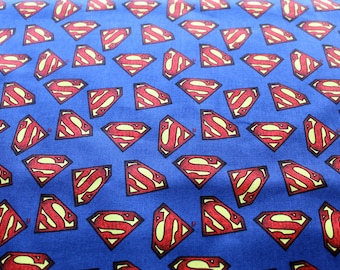 Superman Logo Licensed Fabric, 100% Cotton Fabric, Quilting Fabric, Children's Fabric, Nursery Fabric,