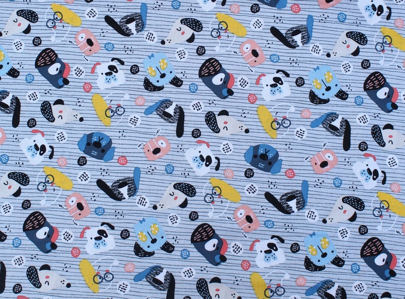 Dog Print 100% Cotton Fabric, Sewing Fabric, Quilting Fabric, Mixed Media image 2