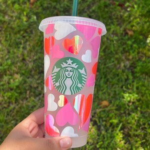 Valentines Heart Starbucks Cup/ Valentine’s Day cup/ heart cups/ Valentines gift for her/him/ cute Starbucks cup