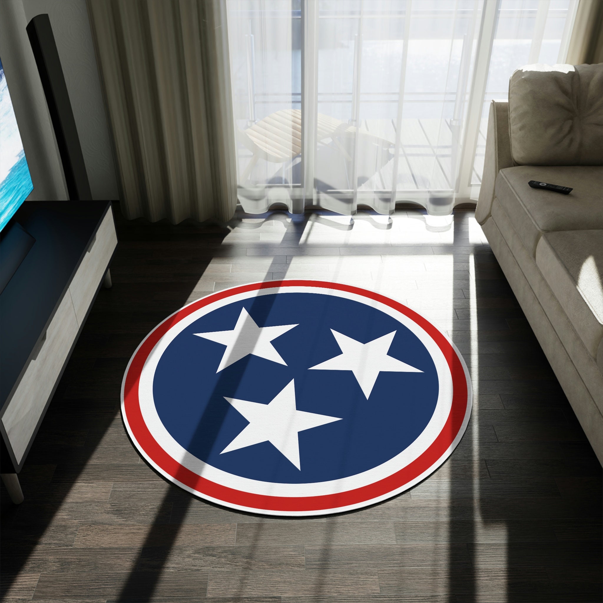 Round Tennessee Tristar Area Rug, Nashville, Memphis, Knoxville Etsy